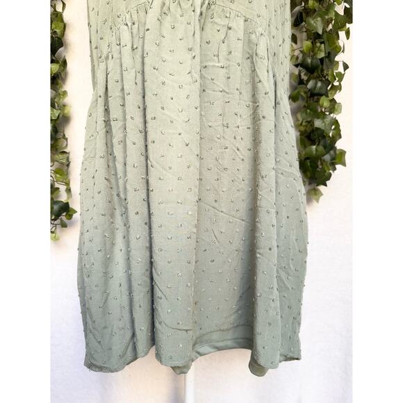 Staccato Sage Green Rayon Lined Mini Babydoll Dress with Pockets Women's Large - Picture 5 of 11